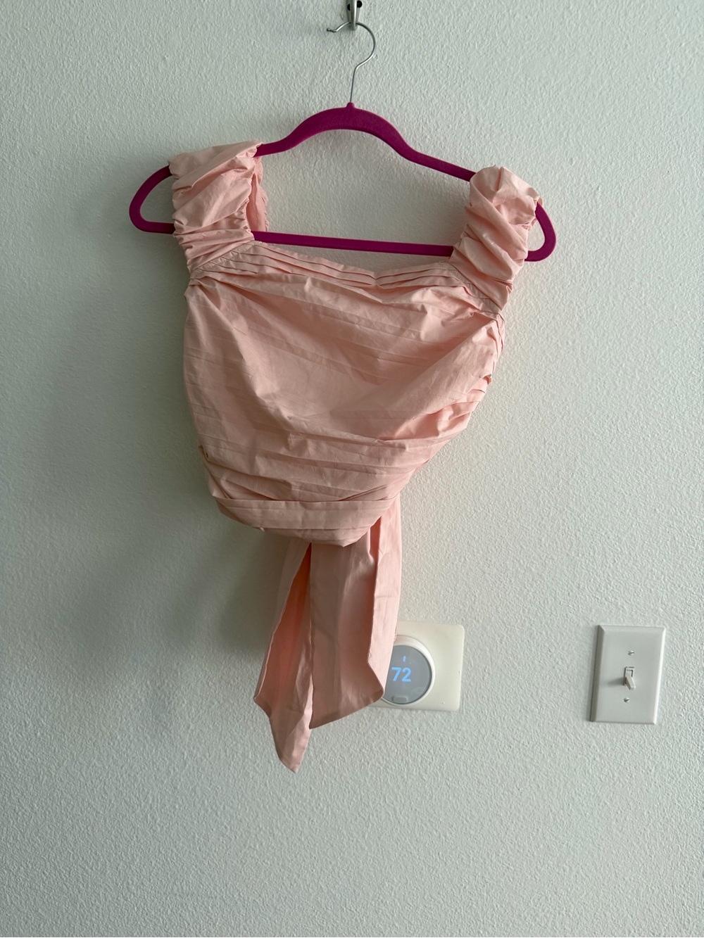 Pink preppy top with bow in Light Pink